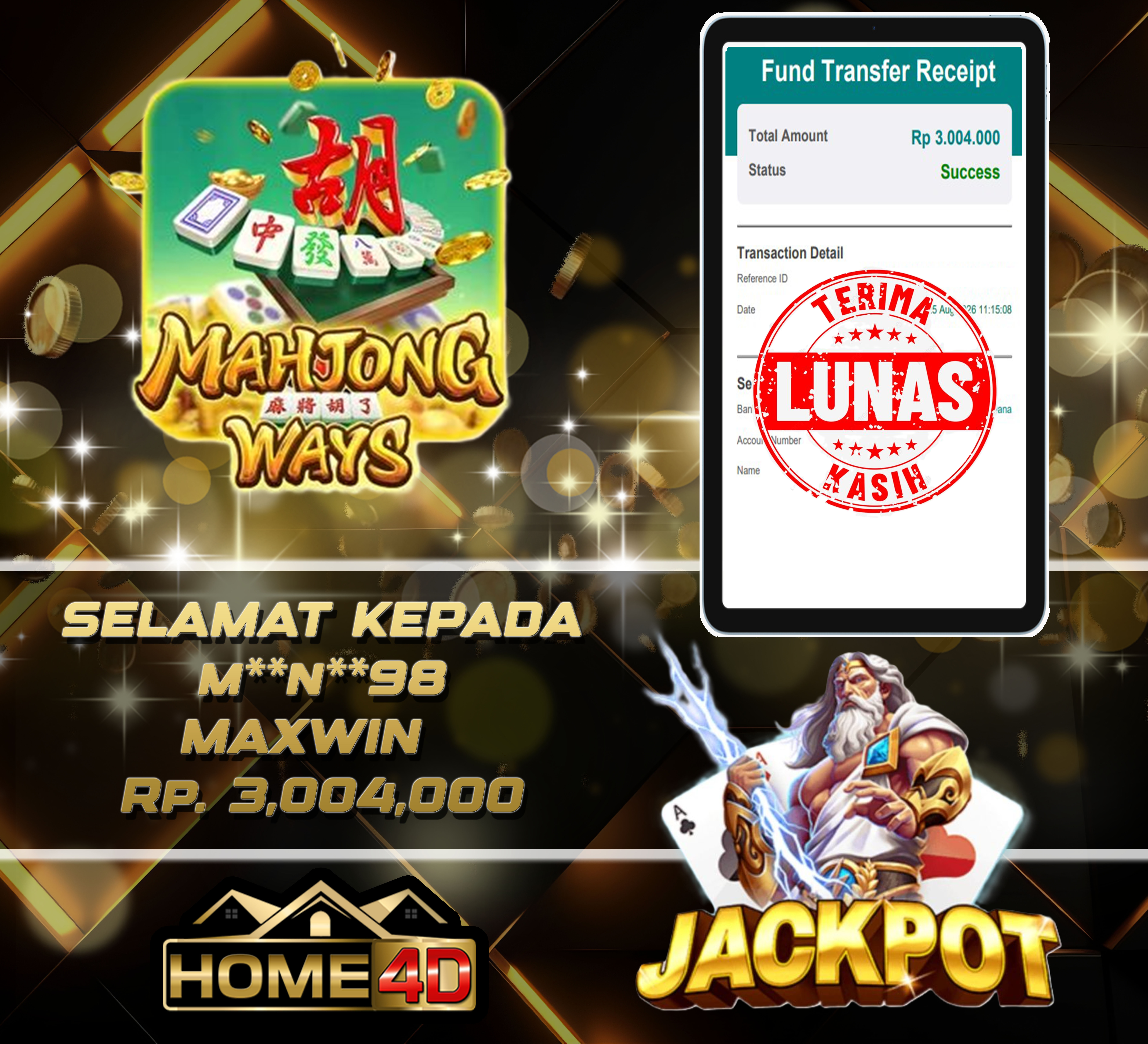 25 Aug 2026 11:15:29 WIB, HOME4D JACKPOT Mahjong Ways Rp. 3,004,000