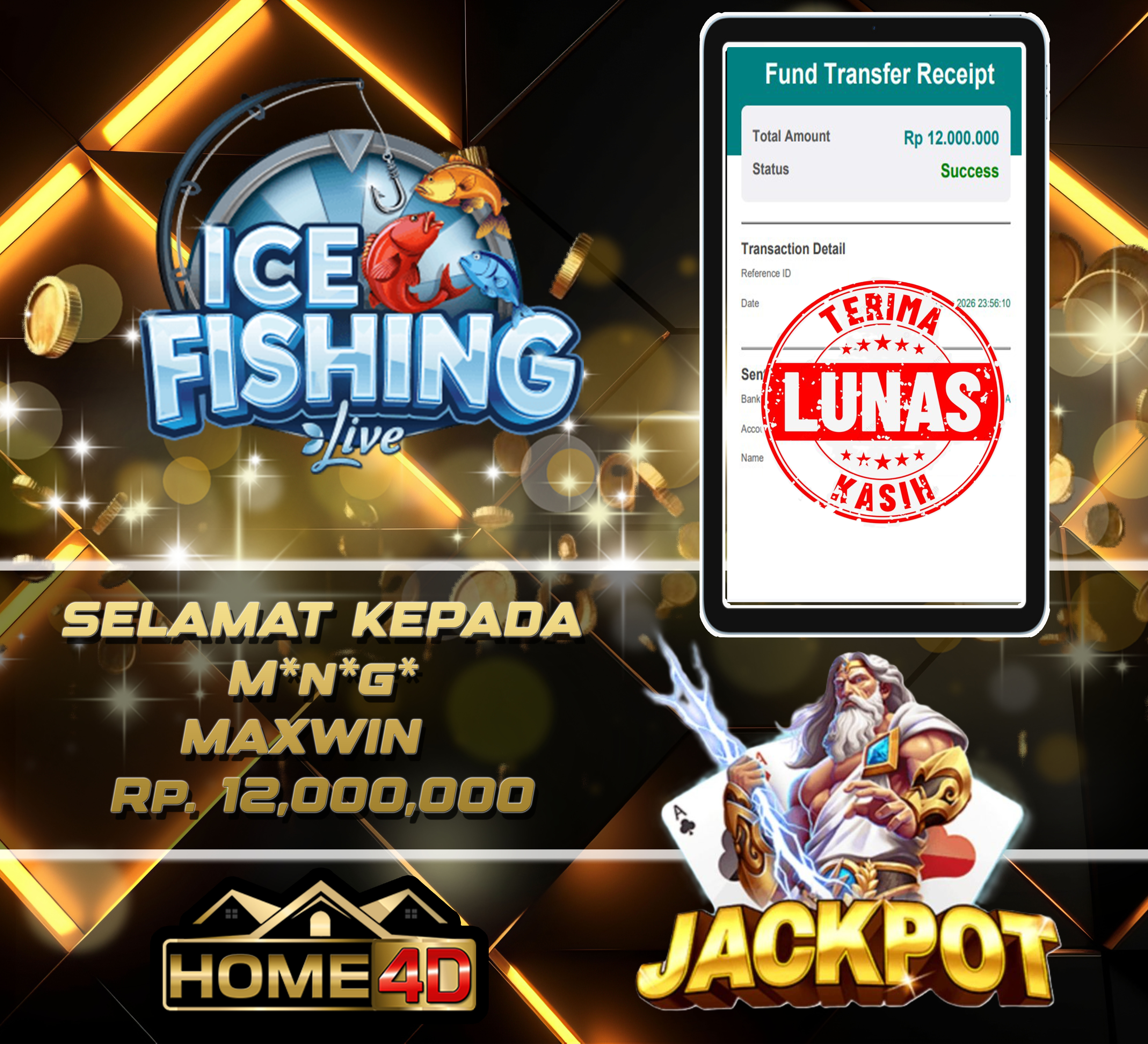 09 Sep 2026 23:57:16 WIB, HOME4D JACKPOT IceFishing Rp. 12,000,000